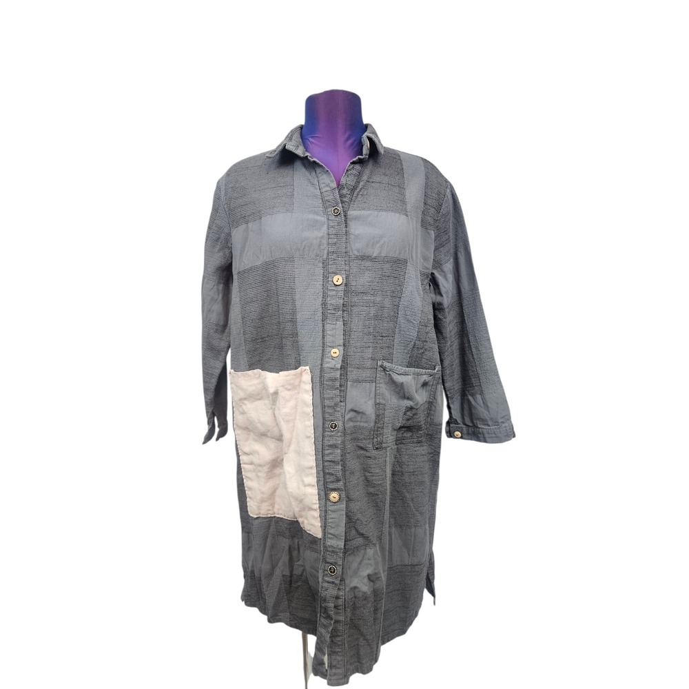 Minibee Boutique Grey Patchwork Cotton Shirt Dres… - image 8
